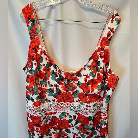 NWT ASOS Design Curve Size 22 Floral Lace Sheath Dress Pink Red Green White - Picture 2 of 12